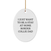 Funny Border Collie Dad Gifts - 'I Just Want To Be A Stay At Home Border Collie Dad' Oval Ornament for Men, Family, Friends - Unique Christmas Memorable Presents - Image 1